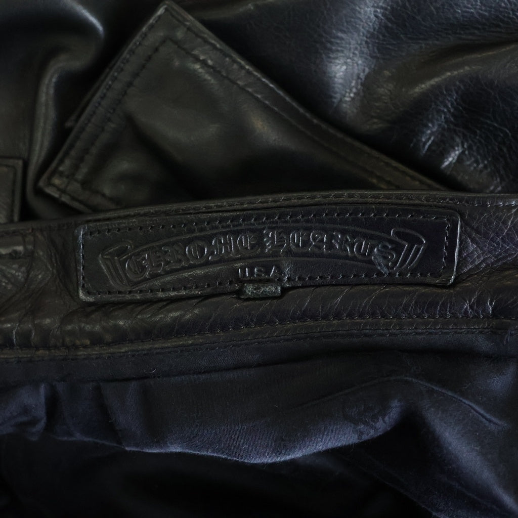 CHROME HEARTS(クロムハーツ) FATIGUE LTHR レザーファティーグ クロスボールボタンファティーグレザーカーゴショートパンツ ブラック/シルバー