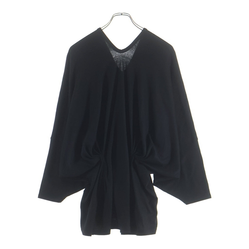 LIMI feu(リミフゥ) TUCK V NECK T-SHIRT 半袖Tシャツ カットソー ブラック LO-T25-139 レディース