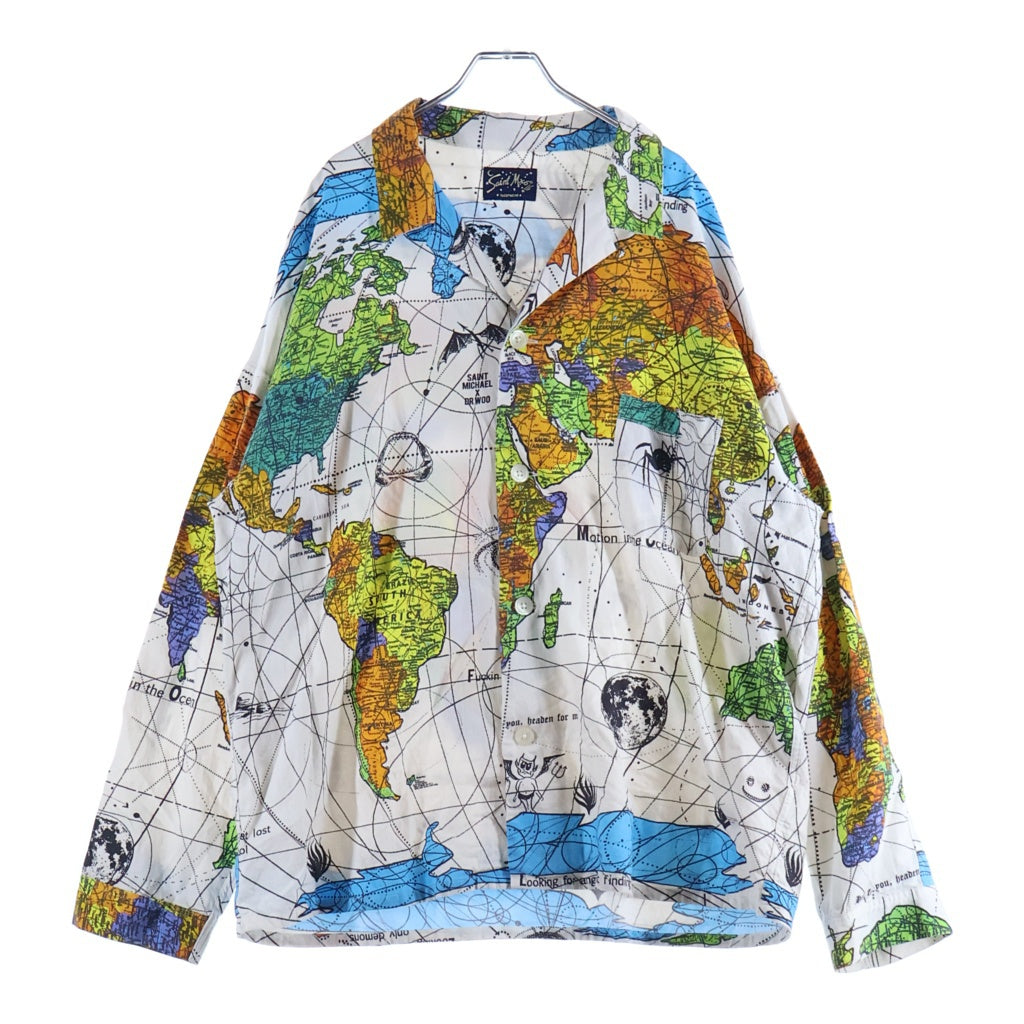 SAINT MICHAEL(セントマイケル) 23SS ×Dr Woo PAJAMA SHIRTS SM-S23-0000-082 ドクターウーコラボ フロントポケット パジャマシャツ 長袖シャツ 総柄 ホワイト