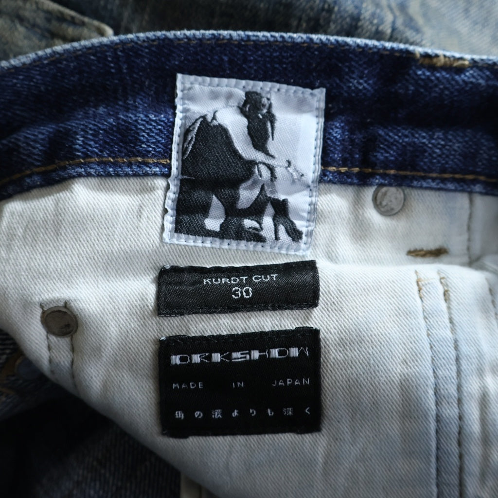 Rick Owens DRKSHDW(リックオウエンス ダークシャドウ) 25AW KURDT IND ヴィンテージ加工 ダメージデニム インディゴ DL02E2399-HVWJP