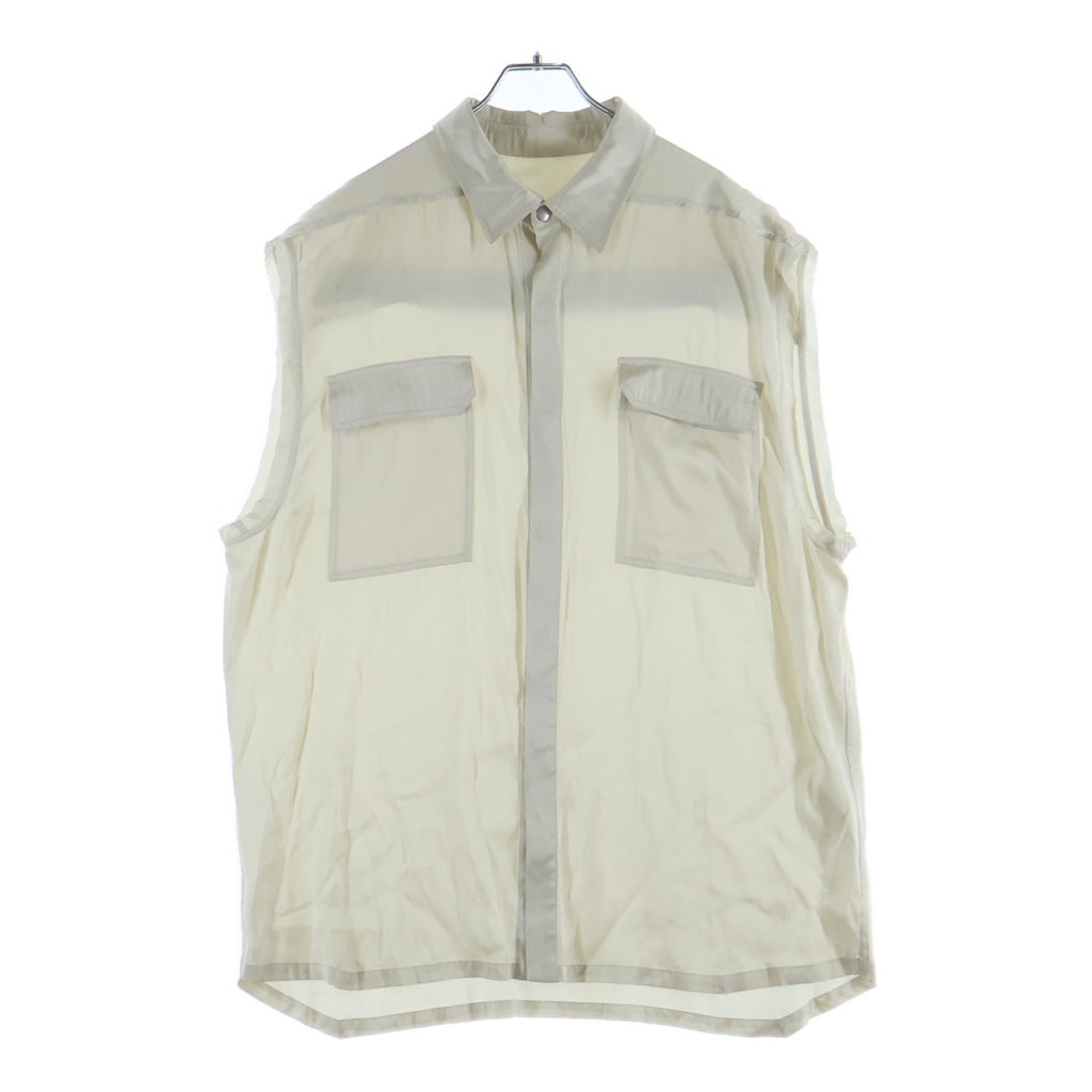 Rick Owens(リックオウエンス) 25SS Jumbo Sleeveless Shirt SCH ジャンボ スリーブレス シルクシャツ アイボリー RR01E5239-SCH