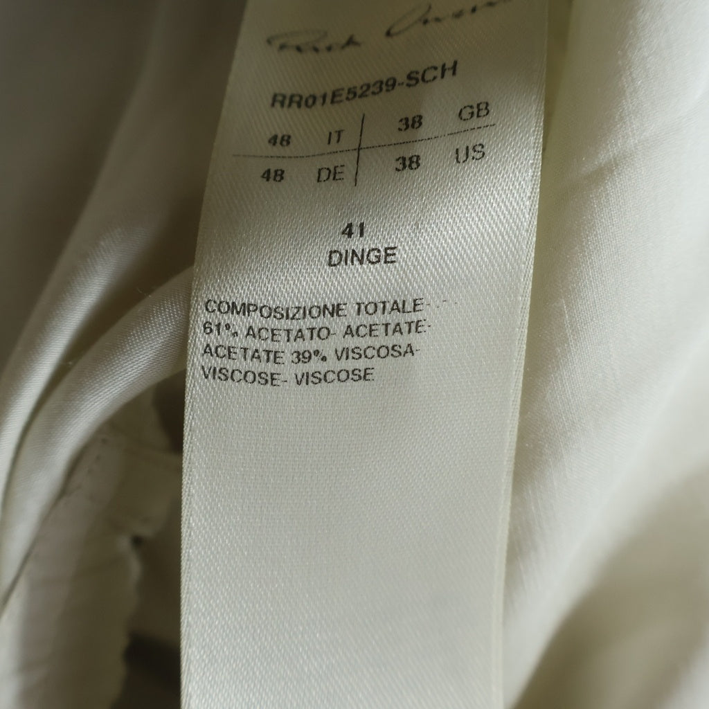 Rick Owens(リックオウエンス) 25SS Jumbo Sleeveless Shirt SCH ジャンボ スリーブレス シルクシャツ アイボリー RR01E5239-SCH