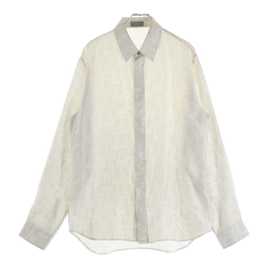 DIOR(ディオール) 21SS オブリーク 総柄 シルク 比翼 長袖シャツ ホワイト 013C502A5141