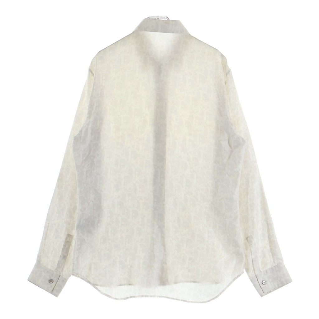 DIOR(ディオール) 21SS オブリーク 総柄 シルク 比翼 長袖シャツ ホワイト 013C502A5141