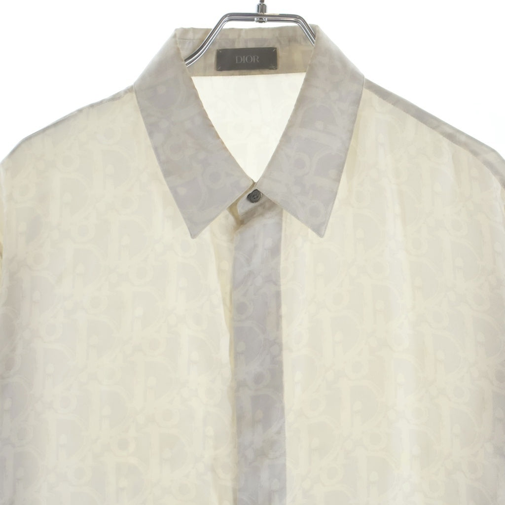 DIOR(ディオール) 21SS オブリーク 総柄 シルク 比翼 長袖シャツ ホワイト 013C502A5141