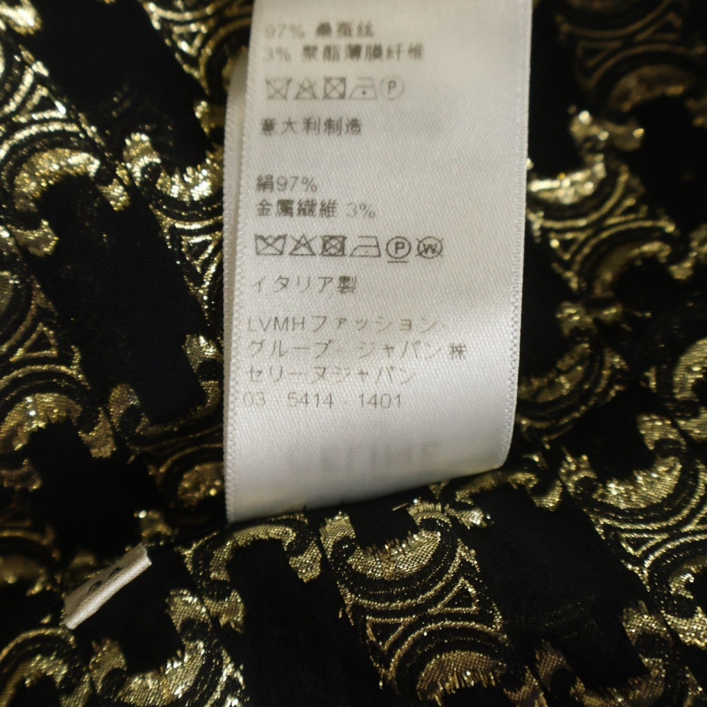 CELINE(セリーヌ) Loose jacquard silk shirt トリオンフ総柄 ルーズ ジャガード シルク長袖シャツ ブラック/ゴールド 2C008805F