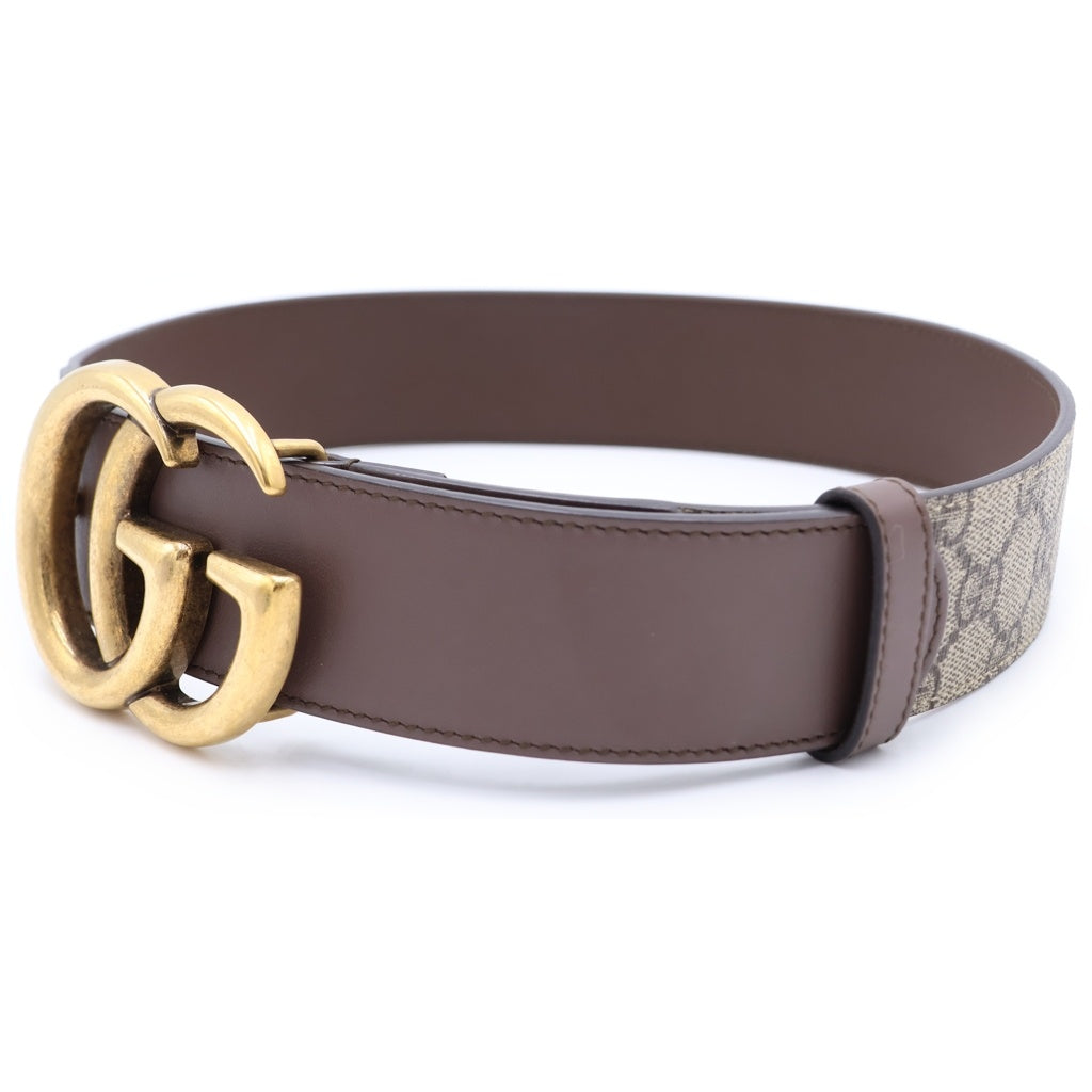 GUCCI(グッチ) Gバックル GGスプリーム レザーベルト ブラウン 400593 レディース