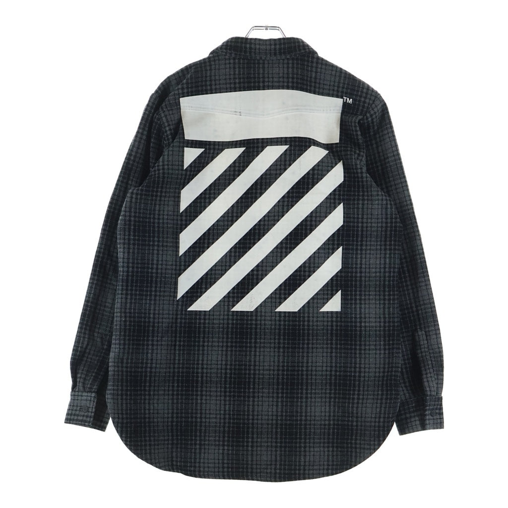 OFF-WHITE(オフホワイト) バックプリント タータンチェックネルシャツ グレー