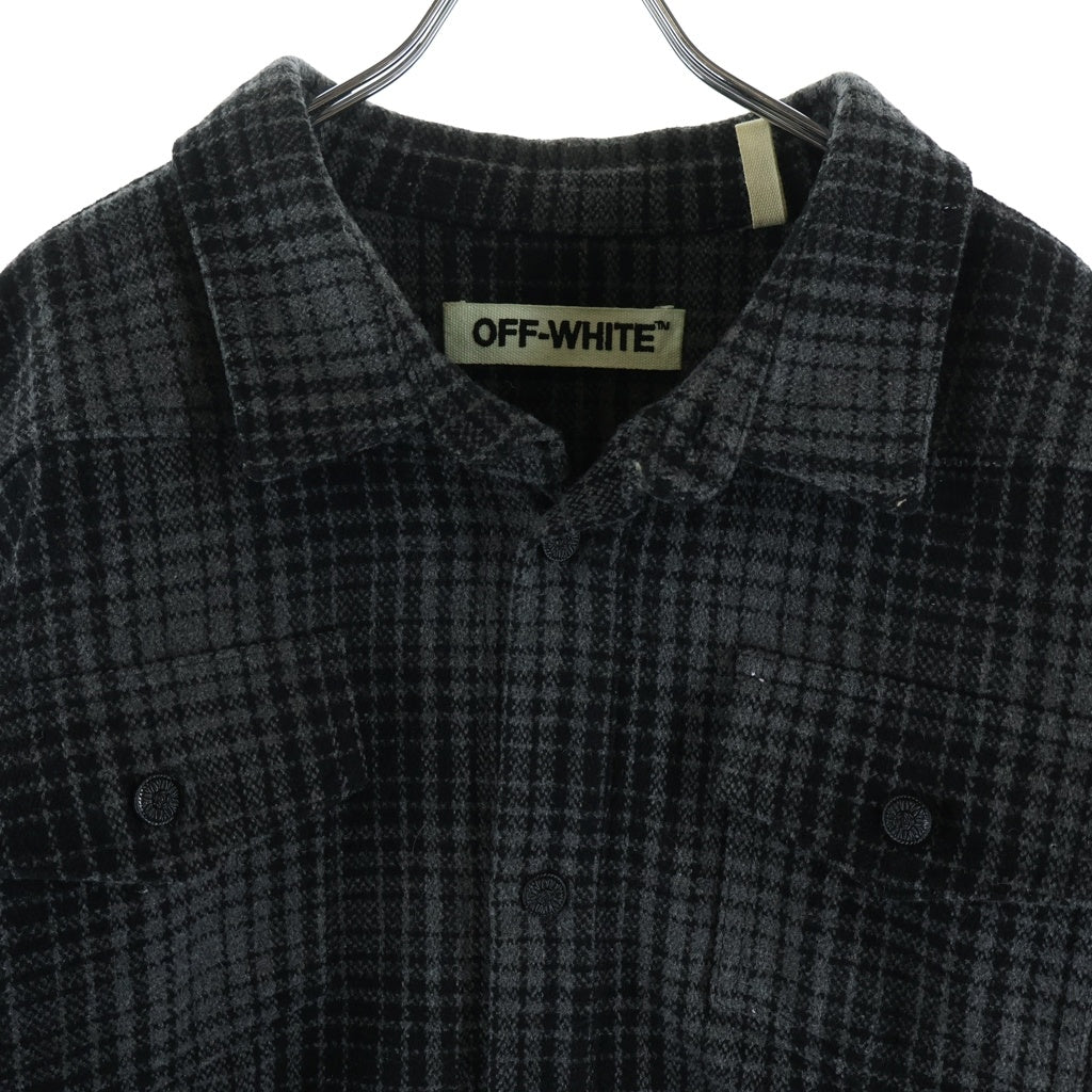 OFF-WHITE(オフホワイト) バックプリント タータンチェックネルシャツ グレー
