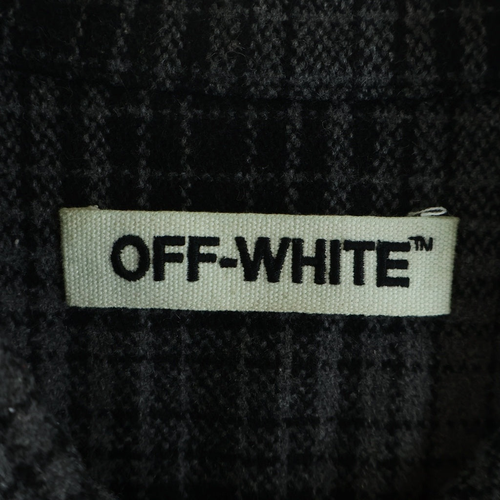 OFF-WHITE(オフホワイト) バックプリント タータンチェックネルシャツ グレー