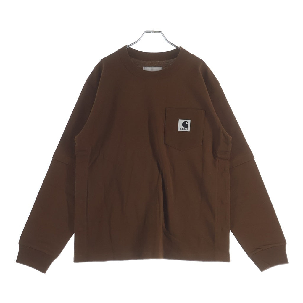 Sacai(サカイ) ×Carhartt フロントロゴ スウェット トレーナー ブラウン 25-00994S