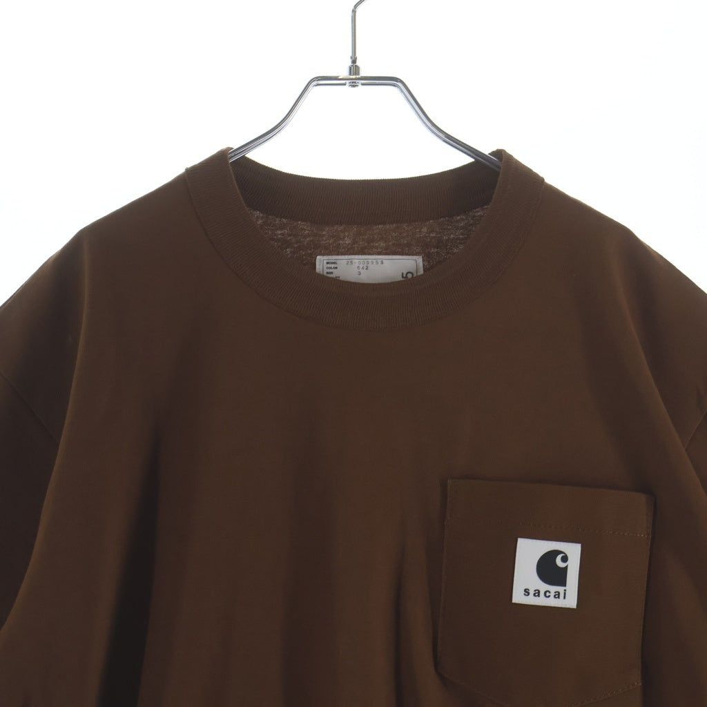 Sacai(サカイ) ×Carhartt フロントロゴ クルーネックTシャツ カットソー ブラウン 25-00995S