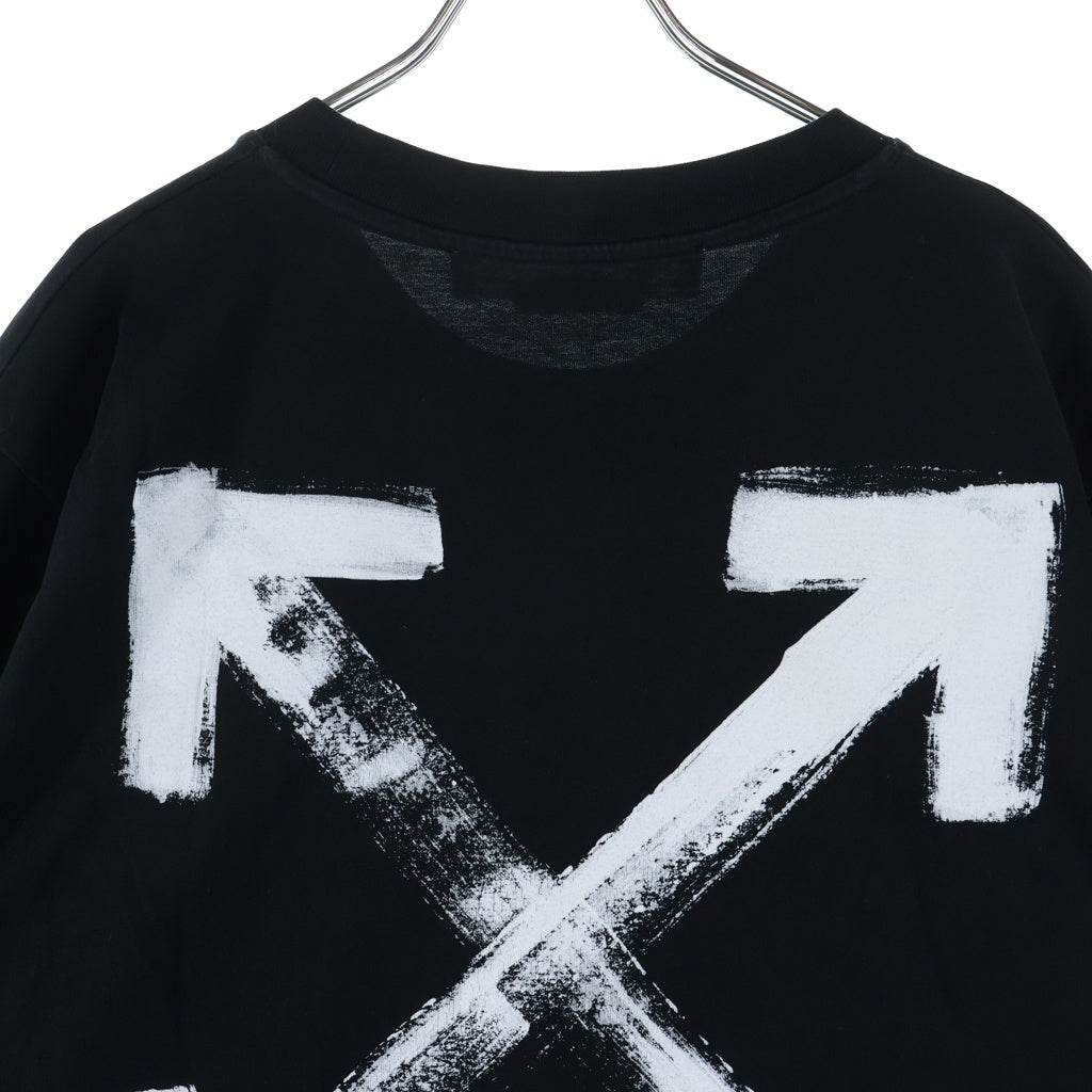 OFF-WHITE(オフホワイト) PURPLE PAINT ARROWS LOGO パープルペイント アローズロゴクルーネック半袖カットソーTシャツ ブラック OMAA027F22JER009