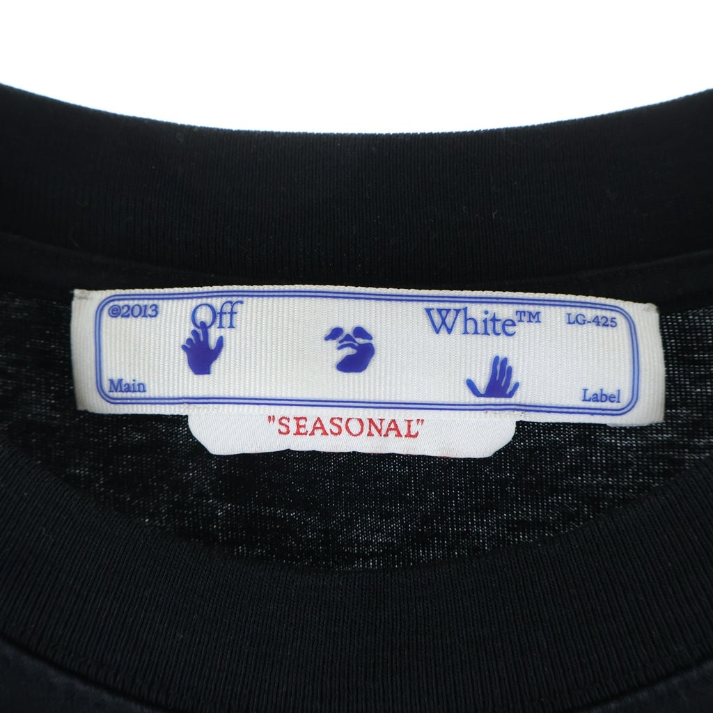 OFF-WHITE(オフホワイト) PURPLE PAINT ARROWS LOGO パープルペイント アローズロゴクルーネック半袖カットソーTシャツ ブラック OMAA027F22JER009