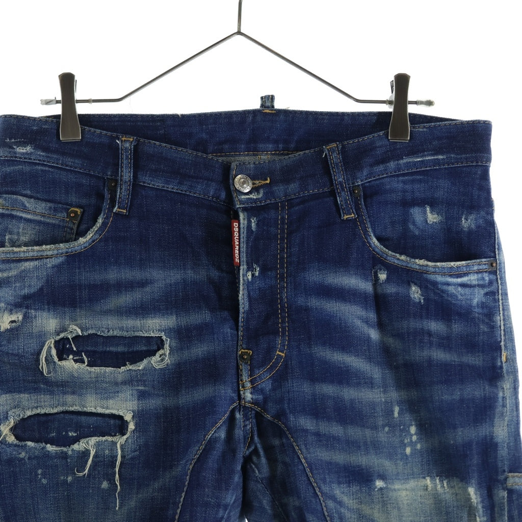 DSQUARED2(ディースクエアード) 21AW TIDY BIKER JEAN ダメージ加工バイカースキニーデニムパンツ インディゴ S74LB0960 S30342