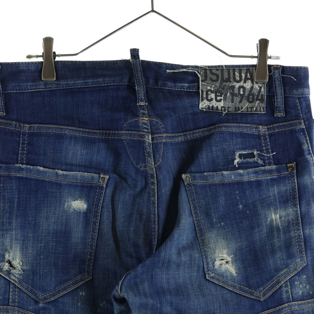 DSQUARED2(ディースクエアード) 21AW TIDY BIKER JEAN ダメージ加工バイカースキニーデニムパンツ インディゴ S74LB0960 S30342
