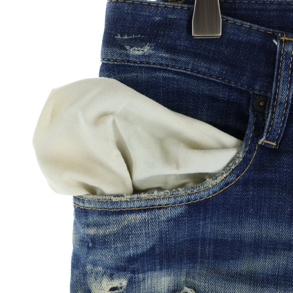 DSQUARED2(ディースクエアード) 21AW TIDY BIKER JEAN ダメージ加工バイカースキニーデニムパンツ インディゴ S74LB0960 S30342