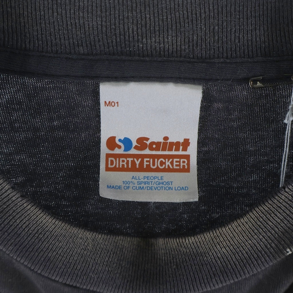 SAINT MICHAEL(セントマイケル) 26SS SAINT666 セイント666 バックプリント クルーネック半袖カットソーTシャツ ブラック SM-MK8-0000-006