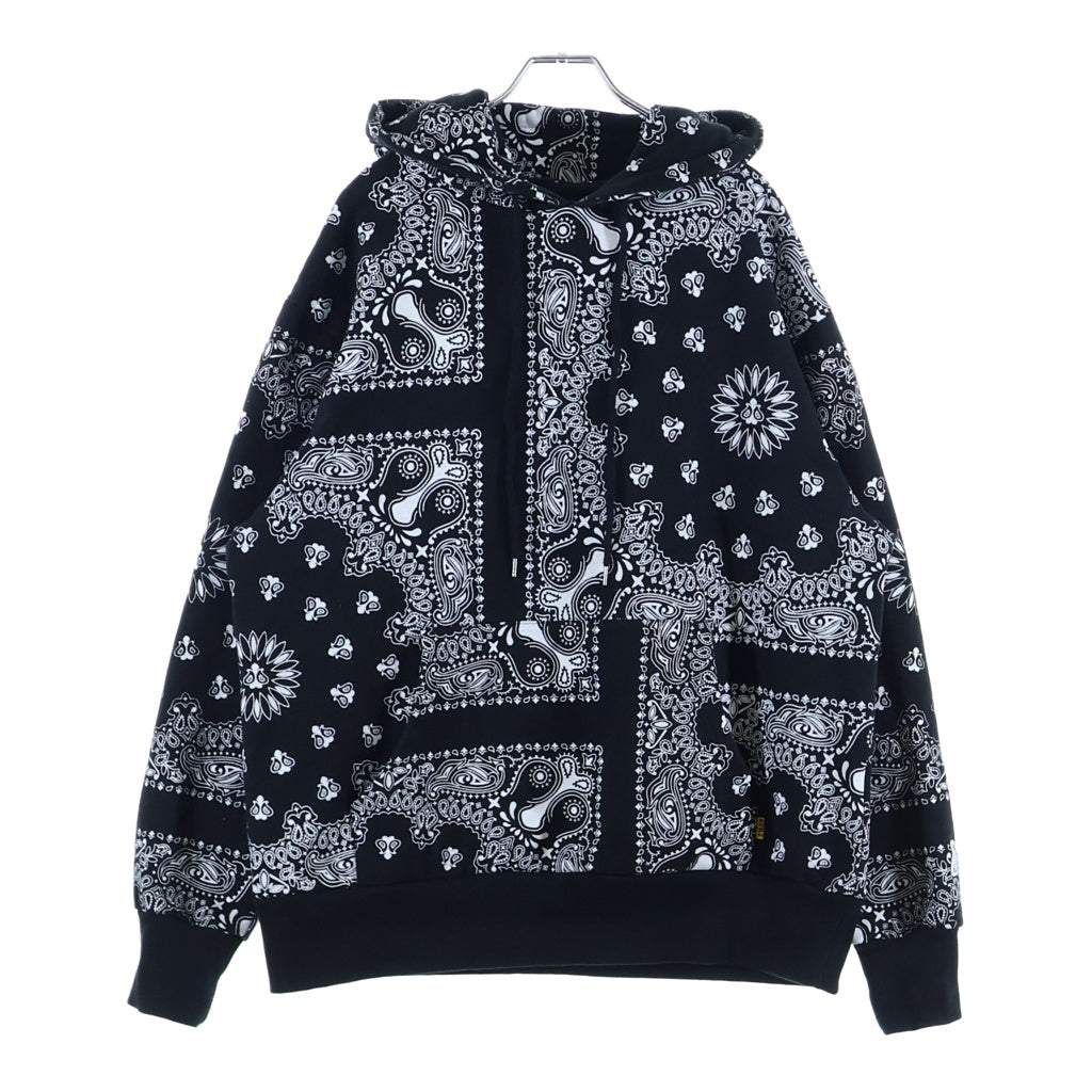 FR2(エフアールツー) PAISLEY HOODIE カンガルーポケット ペイズリー総柄 プルオーバースウェットパーカー ブラック FRC1172