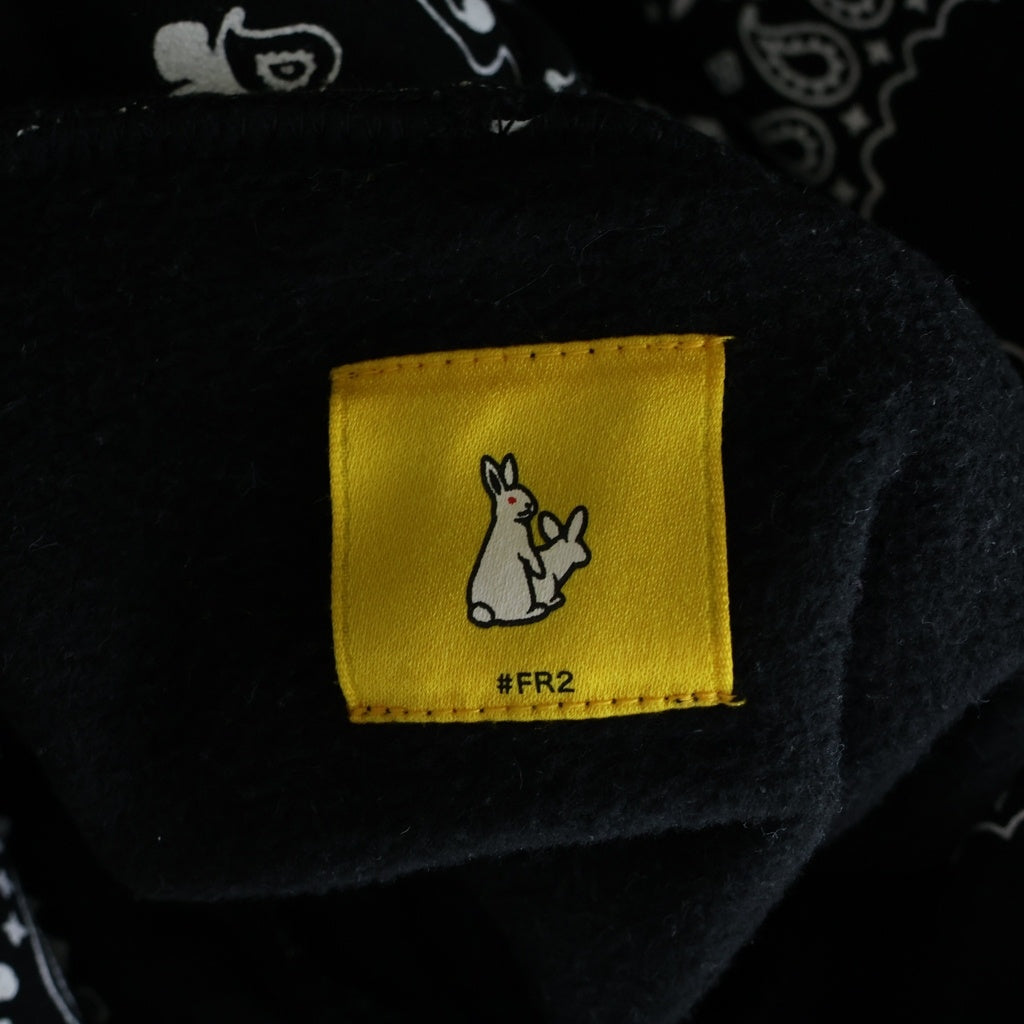 FR2(エフアールツー) PAISLEY HOODIE カンガルーポケット ペイズリー総柄 プルオーバースウェットパーカー ブラック FRC1172