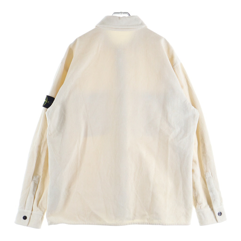STONE ISLAND(ストーンアイランド) 25AW 袖ロゴパッチ ボタンアップ コーデュロイジャケット ホワイト K2S151200012S0212