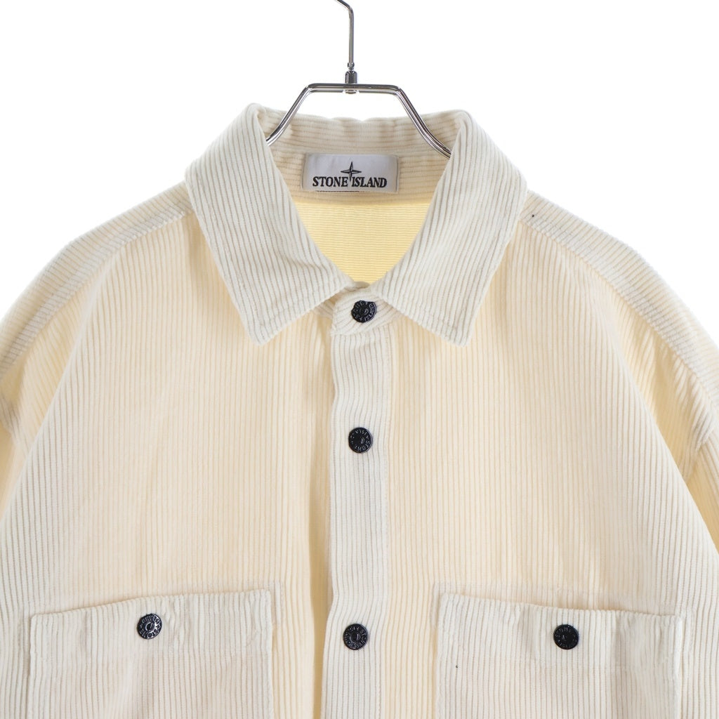 STONE ISLAND(ストーンアイランド) 25AW 袖ロゴパッチ ボタンアップ コーデュロイジャケット ホワイト K2S151200012S0212