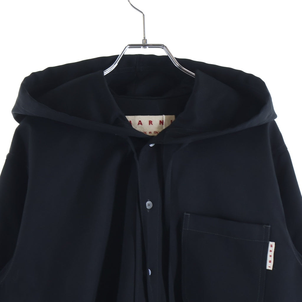 MARNI(マルニ) ウールギャバジン ボタンアップフーデット長袖シャツ ブラック CUMU0195A0