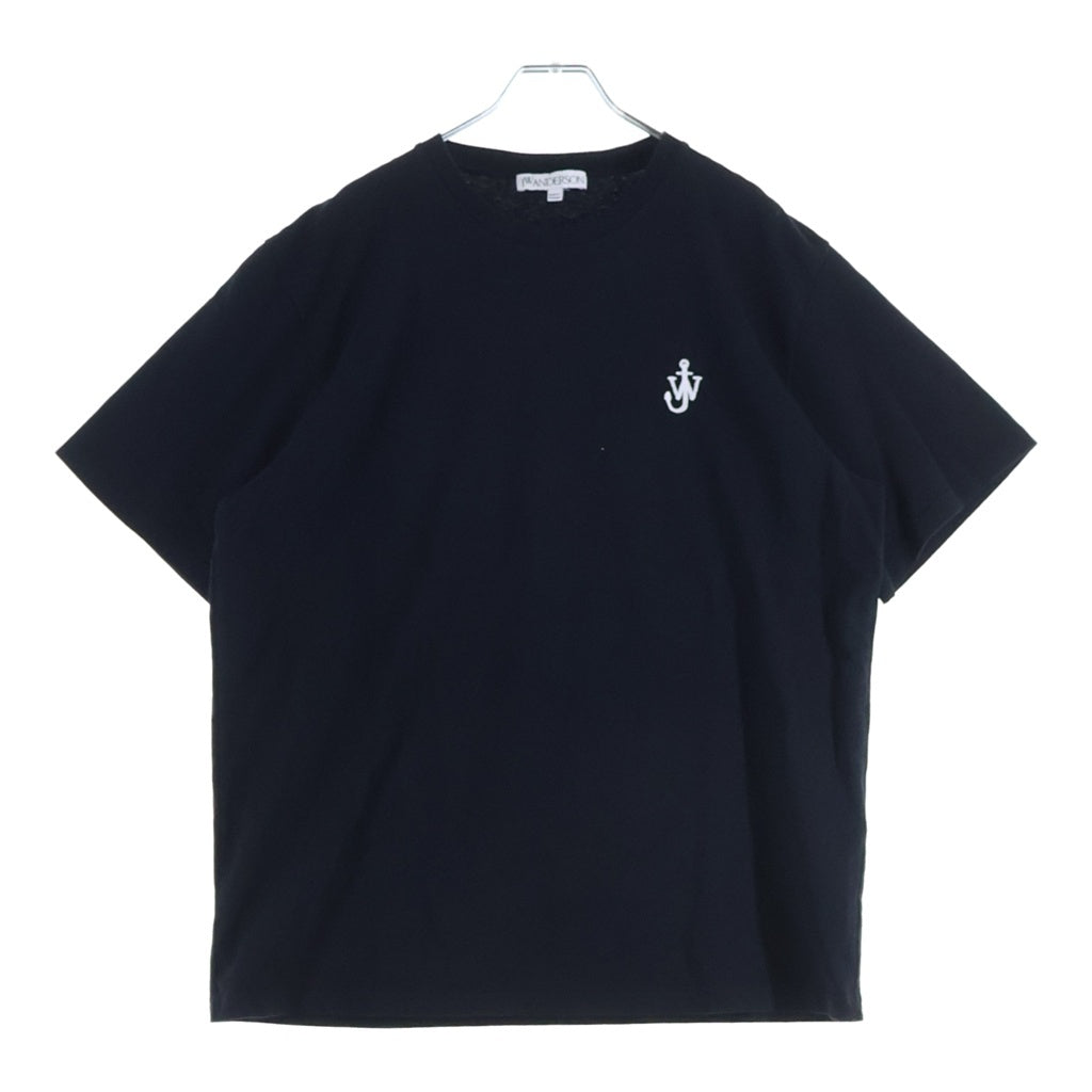 J.W.ANDERSON(ジェー ダブリュー アンダーソン) 25SS ANCHOR EMBROIDERY T-SHIRT フロントロゴ刺繍 クルーネック半袖カットソーTシャツ ブラック JT0257PG1510999