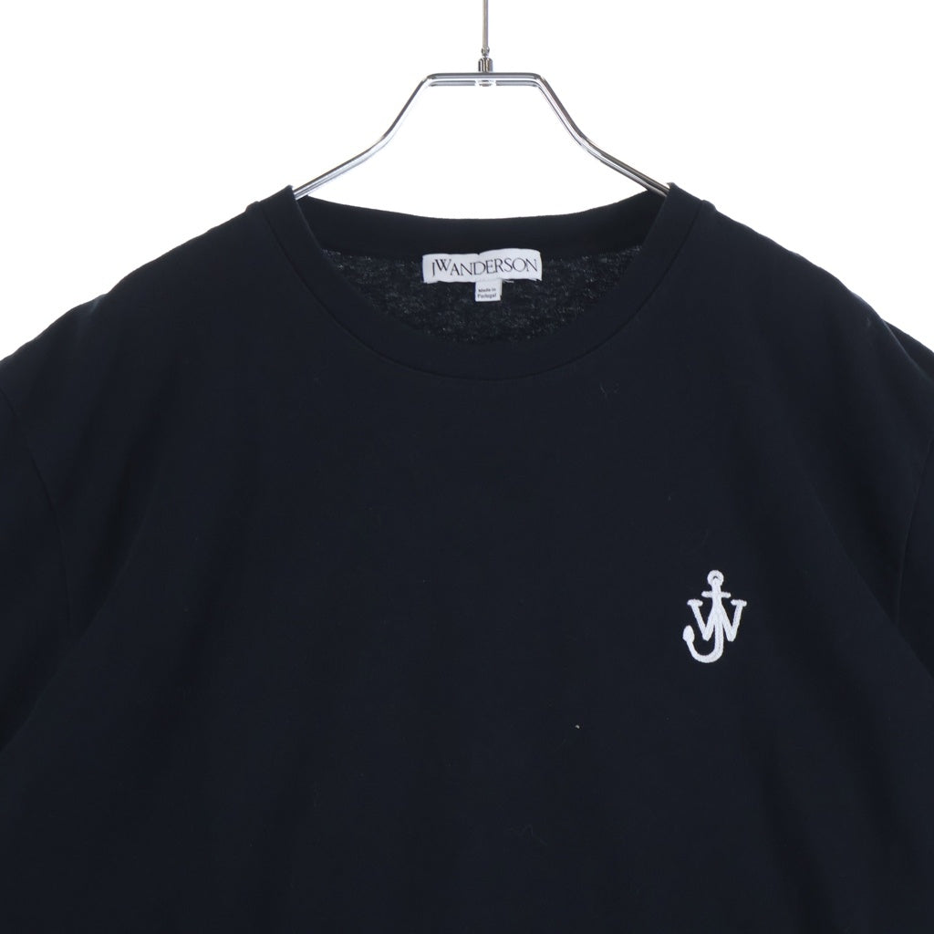 J.W.ANDERSON(ジェー ダブリュー アンダーソン) 25SS ANCHOR EMBROIDERY T-SHIRT フロントロゴ刺繍 クルーネック半袖カットソーTシャツ ブラック JT0257PG1510999