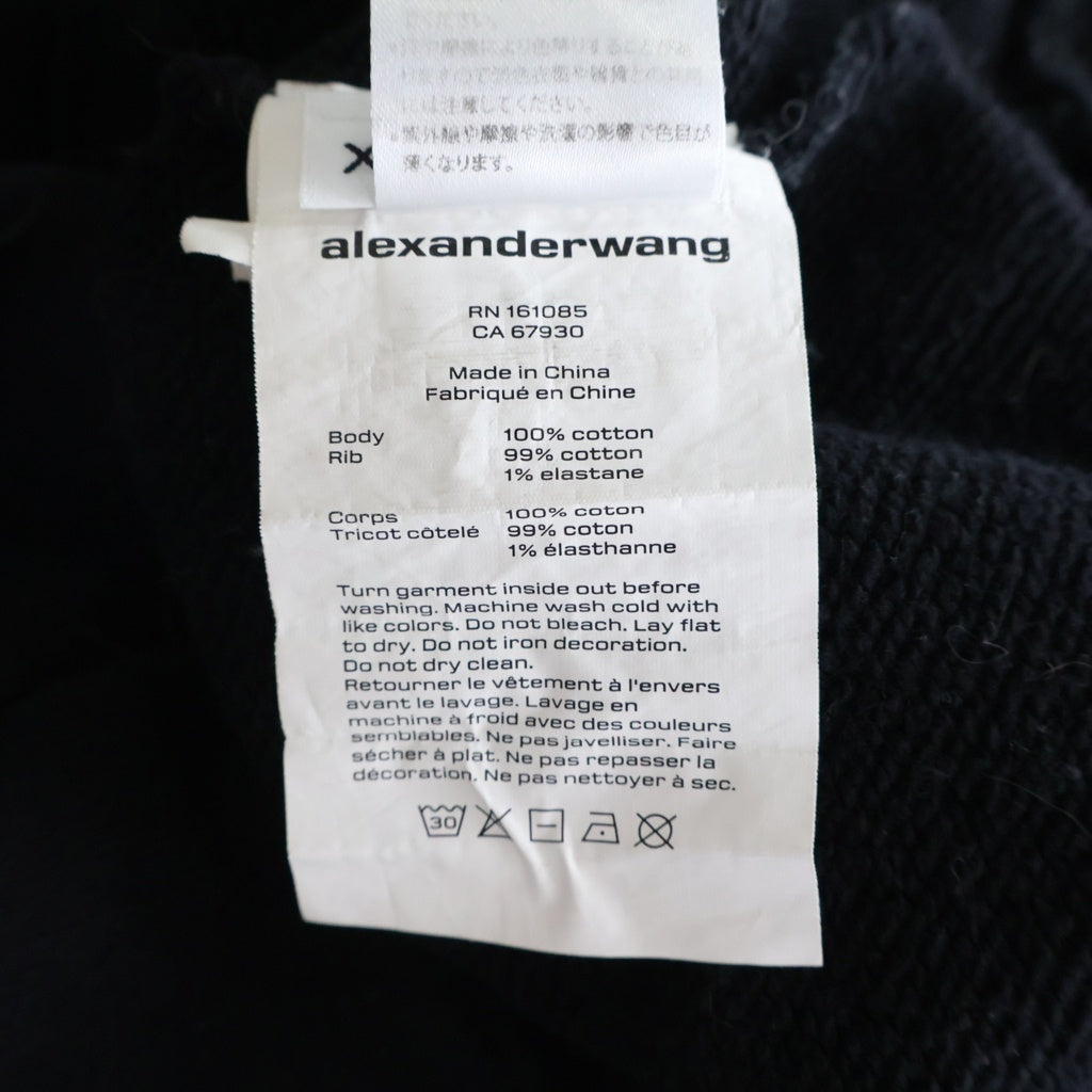 ALEXANDER WANG(アレキサンダーワン) ESSENTIAL TERRY HOODIE エッセンシャル テリー フロントロゴ プルオーバースウェットパーカー ブラック 4CC3242101