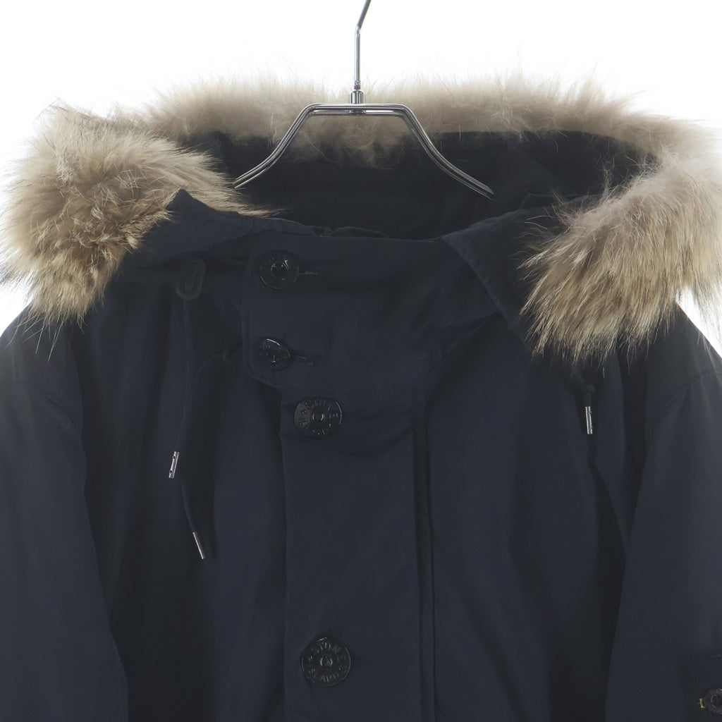 STONE ISLAND(ストーンアイランド) MICRO REPS DOWN ダブルポケット ジップアップ ファー付きフーデットダウンジャケット ブラック 611540926-A