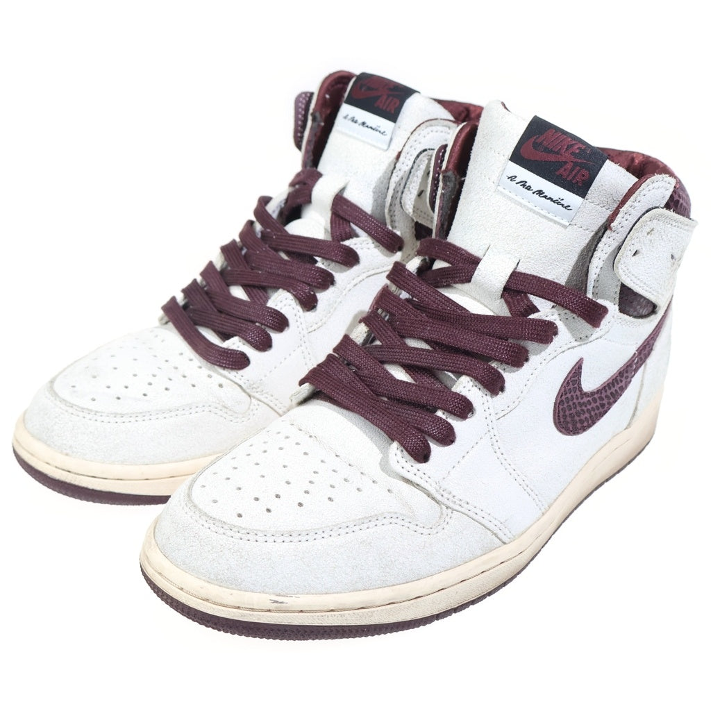 NIKE(ナイキ) ×A MA MANIERE AIR JORDAN 1 RETRO HIGH OG SAIL AND BURGUNDY アマニエール エアジョーダン1 レザーハイカットスニーカー ホワイト US10/28cm DO7097-100