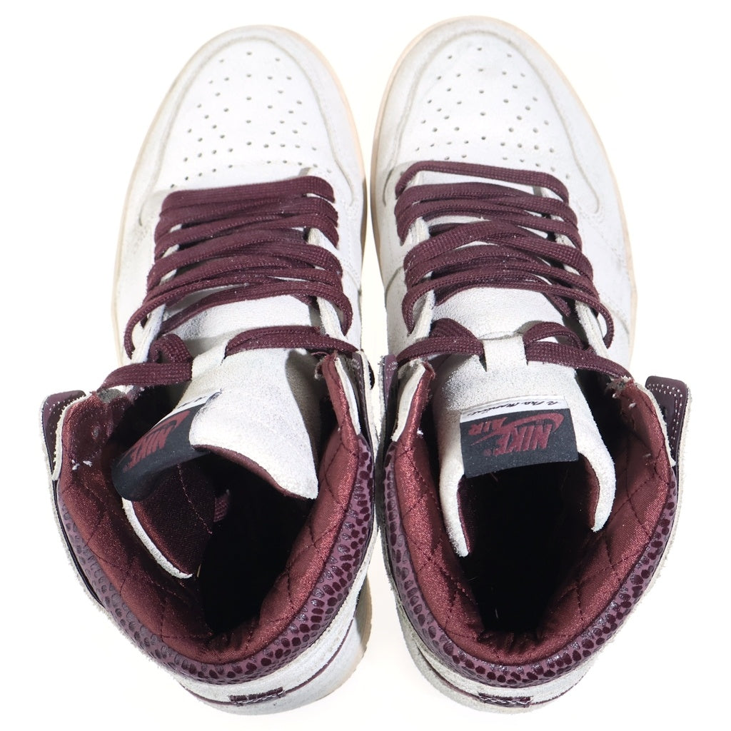 NIKE(ナイキ) ×A MA MANIERE AIR JORDAN 1 RETRO HIGH OG SAIL AND BURGUNDY アマニエール エアジョーダン1 レザーハイカットスニーカー ホワイト US10/28cm DO7097-100