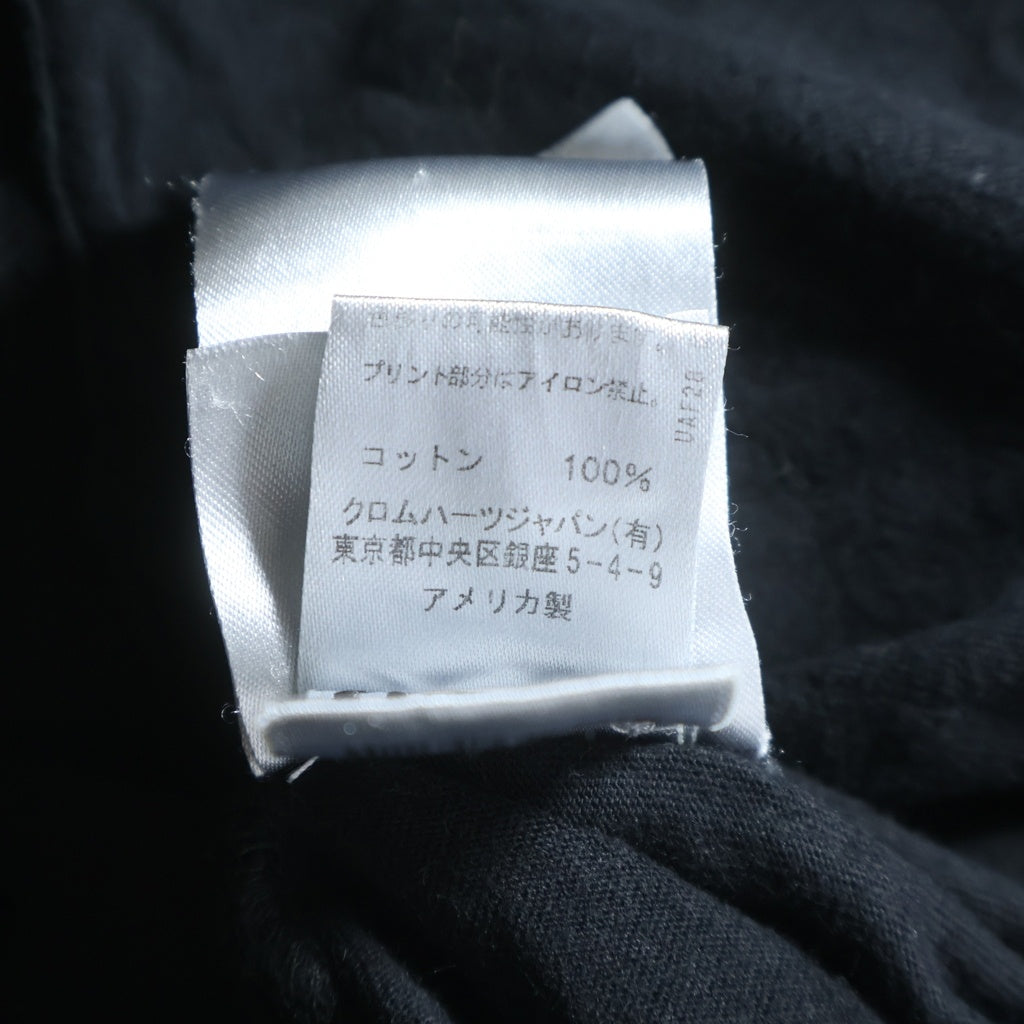 CHROME HEARTS(クロムハーツ) Neck Logo L/S T-Shirt アームフローラル バックホースシュー ネックロゴ プリント クルーネック長袖Tシャツカットソー ロンT ブラック