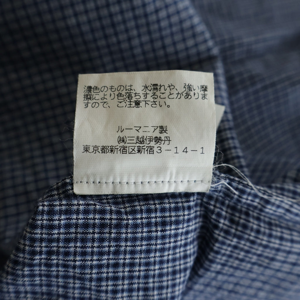 KRIS VAN ASSCHE(クリス ヴァン アッシュ) 13AW ネクタイモチーフ ボタンアップ 襟付き長袖チェックシャツ ブルー 151SH106