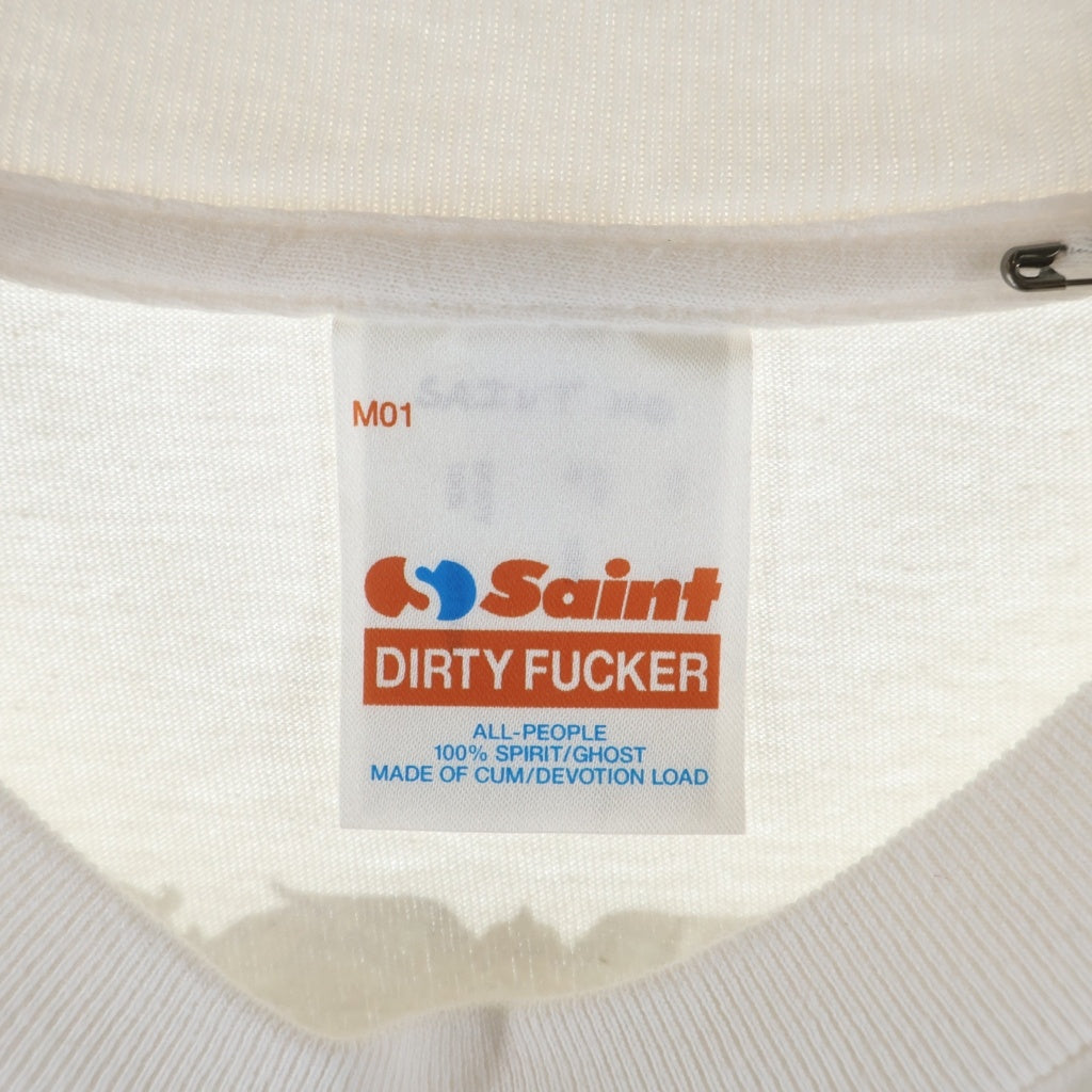 SAINT MICHAEL(セントマイケル) 26SS X SAINT X SS T-SHIRT フロントプリント クルーネック半袖カットソーTシャツ ホワイト SM-MK8-0000-011