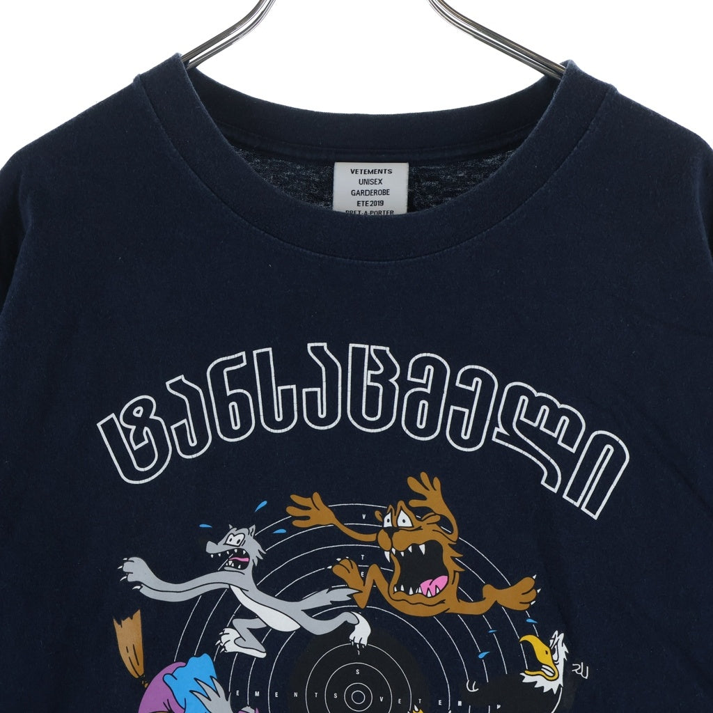 VETEMENTS(ヴェトモン) 19SS cartoon カートゥーン クルーネックTシャツ ネイビー USS197070