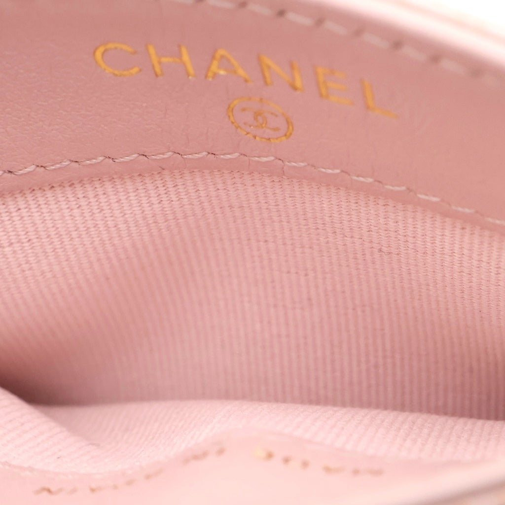 CHANEL(シャネル) ラインストーン パスケース カードケース キャビアスキン ピンク AP3343 レディース
