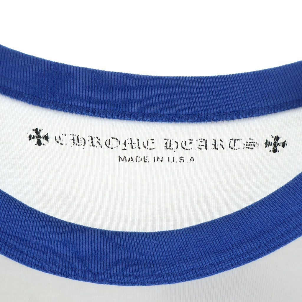 CHROME HEARTS(クロムハーツ) Raglan Sleeve Tee バックCHプリント ラグランスリーブ 長袖Tシャツ カットソー ロンT ブルー/ホワイト