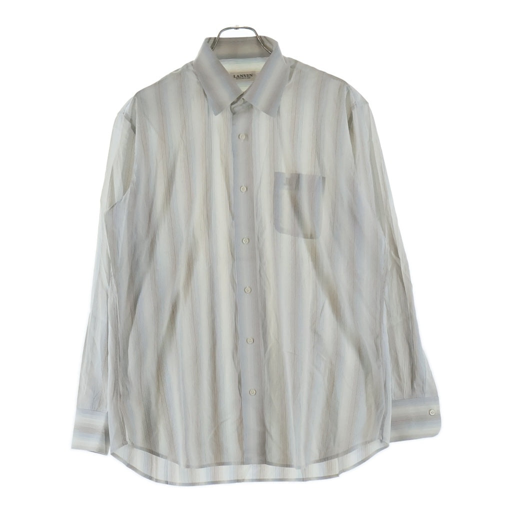 LANVIN(ランバン) ストライプ長袖シャツ 胸ポケット付き シャツ ホワイト系