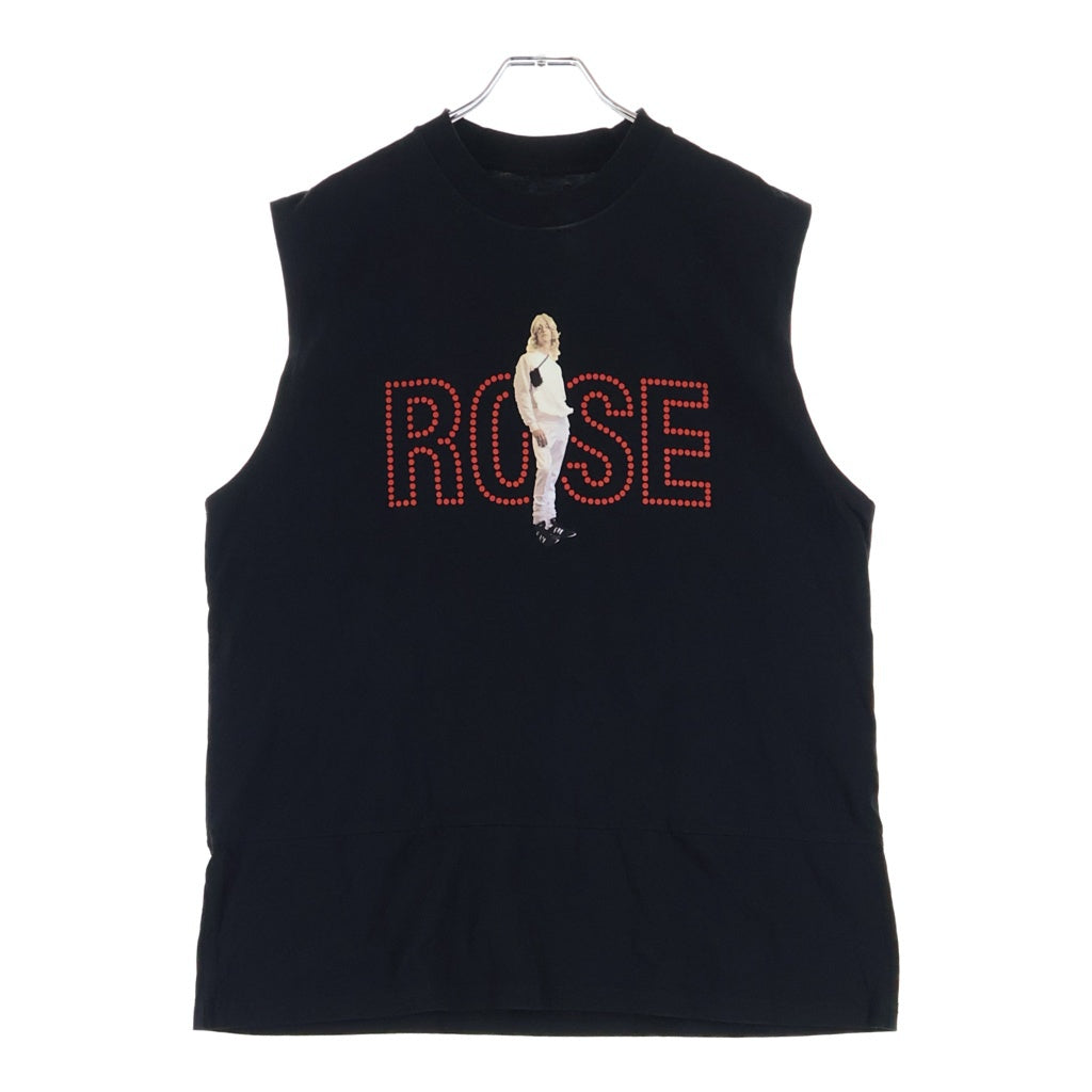MARTINE ROSE(マーティンローズ) フロントプリント ノースリーブカットソー タンクトップ ブラック