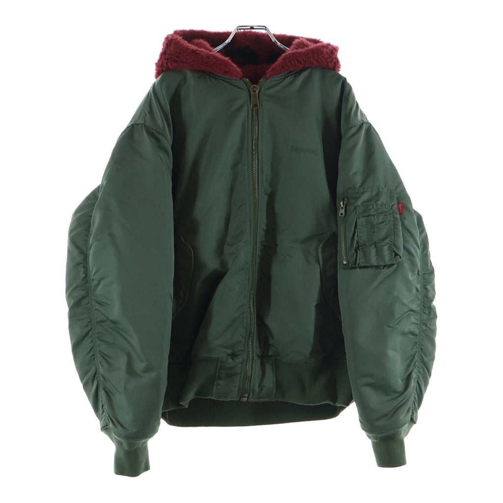 SUPREME(シュプリーム) 22AW Faux Fur Reversible MA-1 フェイクファー ジップアップ リバーシブルジャケット カーキ/レッド