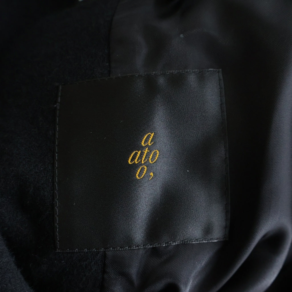 ato(アトウ) 22AW WOOL STAND COLOR COAT ボタンアップ ウールスタンドカラーコート ブラック AM22C-002
