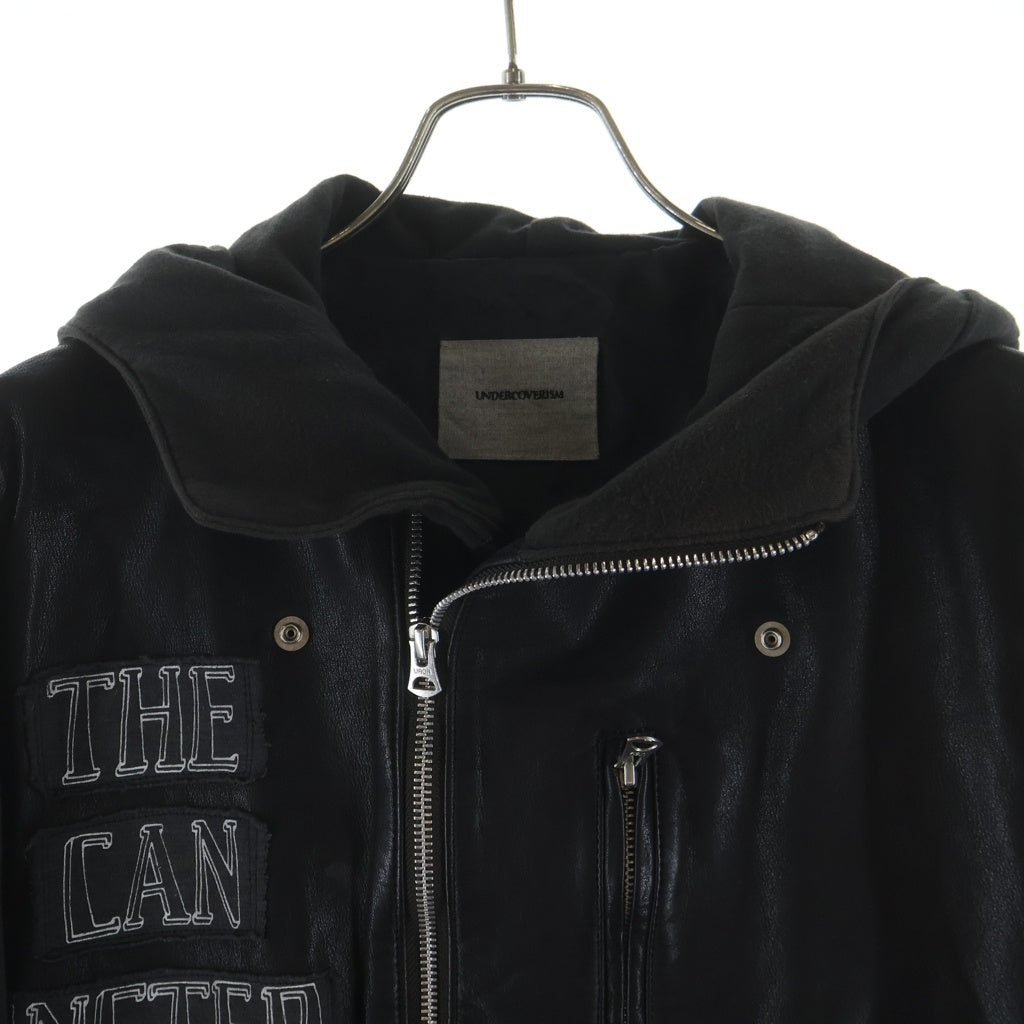 UNDERCOVERISM(アンダーカバイズム) 12SS スウェットドッキングジャケット レザージャケット ブラック I4201-1