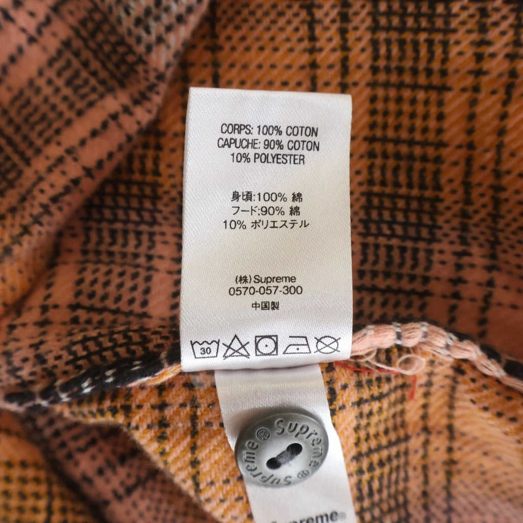 SUPREME(シュプリーム) 18AW Hooded Jacquard Flannel Shirt フード付きチェックシャツ フランネル長袖シャツ オレンジ/グレー
