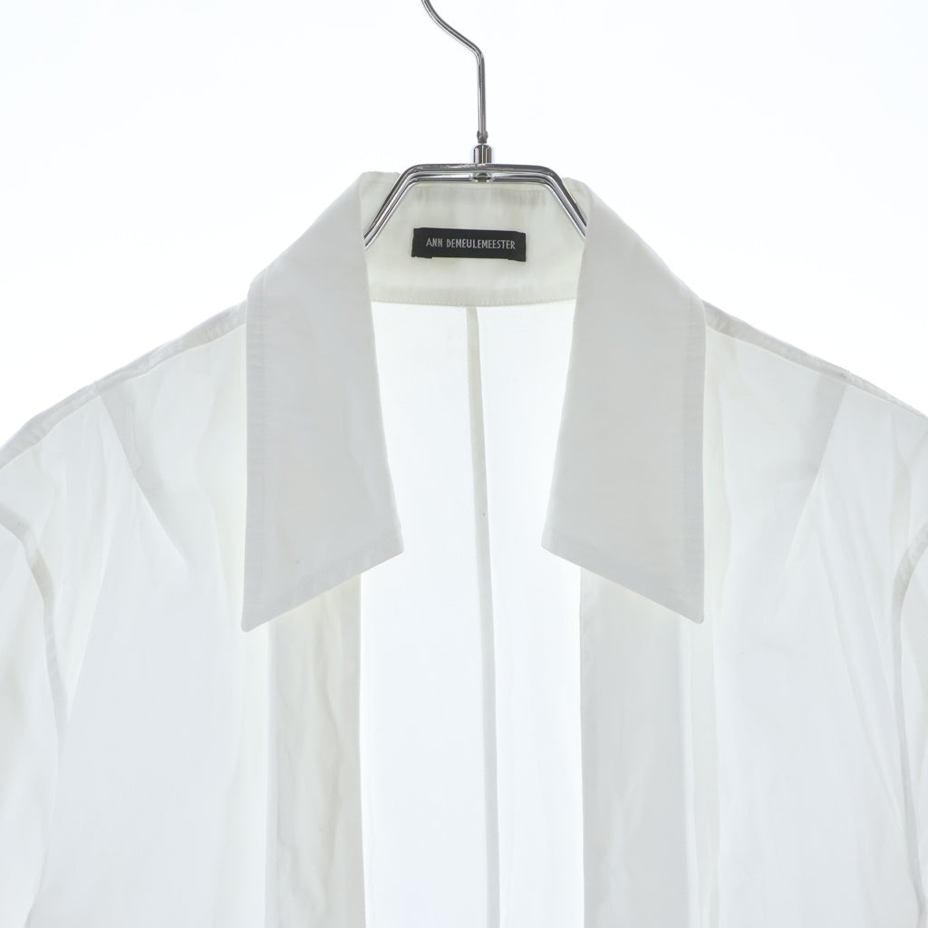 ANN DEMEULEMEESTER(アンドゥムルメステール) LAMBRECHT OPEN FRONT FITTED SHIRT オープンフロントシャツ 長袖シャツ ホワイト B0011617FA354001