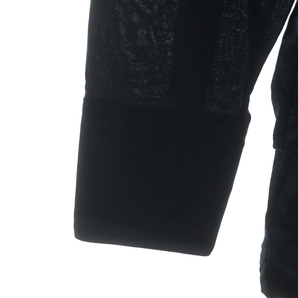 ANN DEMEULEMEESTER(アンドゥムルメステール) 07SS 刺繍入りロングシャツ 長袖シャツ ブラック/イエロー