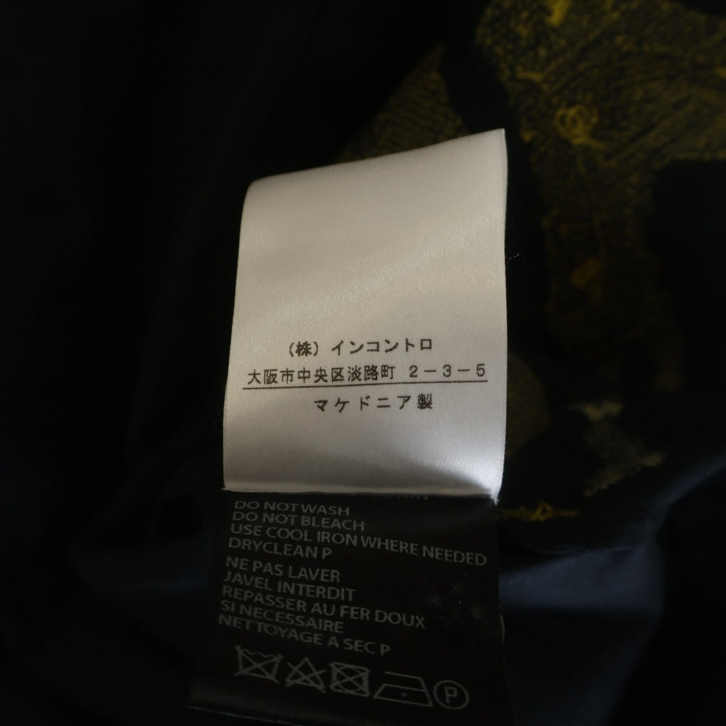 ANN DEMEULEMEESTER(アンドゥムルメステール) 07SS 刺繍入りロングシャツ 長袖シャツ ブラック/イエロー