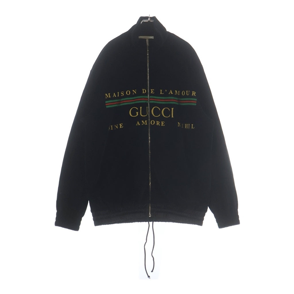 GUCCI(グッチ) フロントロゴジップアップジャケット ベロアジャケット ブラック