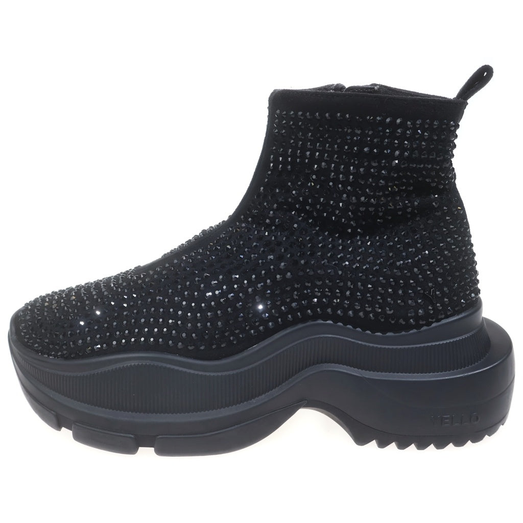 YELLO(イエロ) Cosmosneaker Short boots スタッズ装飾 ショートブーツ ブラック レディース